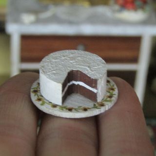 Vintage Handmade Dollhouse German Chocolate Cake Artisan Miniature Dessert Food