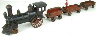 Ives Antique Cast Iron Train 4 Piece Set