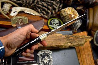 CFK Handmade 1095 Custom Buffalo Horn - Bone Hunting Skinning EDC Camp Blade Knife 7