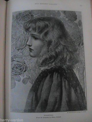 Henry Ryland Art Artist Antique Rare Engraving Drawing Book Plate Rosamunda 1899