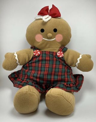 Vintage Plush Gingerbread Girl Doll By Gibson 1994 Christmas Decoration Euc