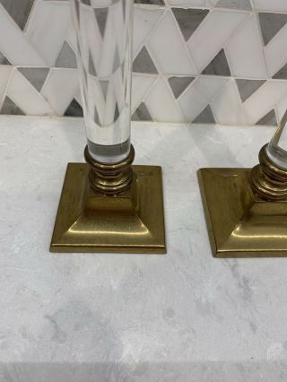 Vintage Brass & Acrylic Candle Stick Holders 13” 11” 9” Taper Candles Graduated 2