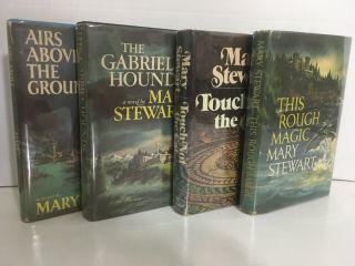Set Of 4 Mary Stewart Vintage Hardcover Novels - Rough Magic,  Touch Not The Cat