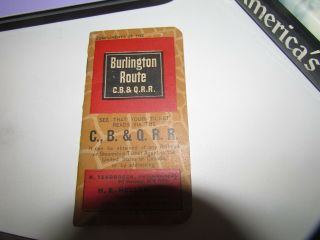 Antique 1886 Burlington Route Railroad Advertising Pocket Notebook