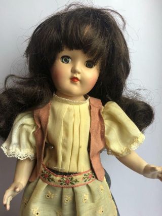Vintage Ideal P - 90 Toni 14 " Doll Hard Plastic Brunette Jointed Doll W/ Outfit