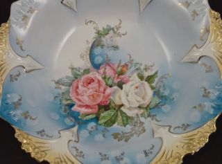 Antique RS Prussia Bowl,  Roses,  Molded Border 2