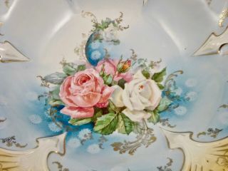 Antique RS Prussia Bowl,  Roses,  Molded Border 3
