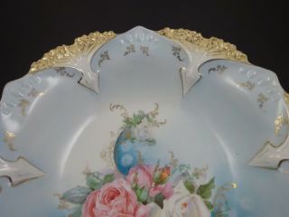 Antique RS Prussia Bowl,  Roses,  Molded Border 4