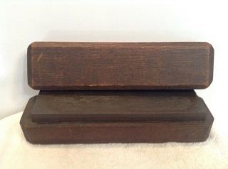Vintage Antique Oilstone Knife Sharpening Honing Stone 8 1/8 X 1 7/8 W/wood Box