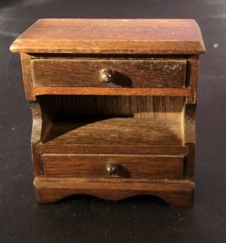 Dollhouse Furniture Night Stand W/ Box Vintage Wood