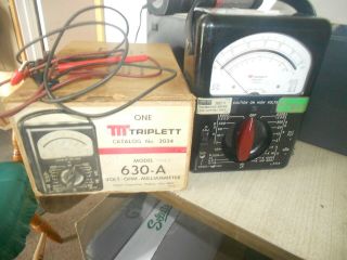 Triplett 630 - A Type 4 Volt - Ohm - Milliammeter W/accessories Shows Little Use