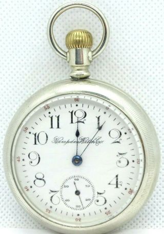 Antique 1900 Hampden 7 J Wind Pocket Watch Champion Repair Ore Silver Lever Set
