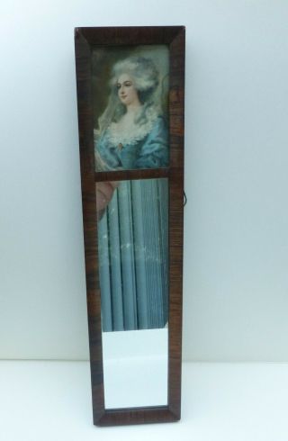Antique Grain Painted Wood Vanity Shaving Mirror W Victorian Woman Picture
