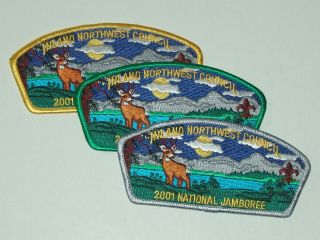 2001 National Jamboree Inland Northwest Council 3 Jsp Set - Yellow,  Green & Gray