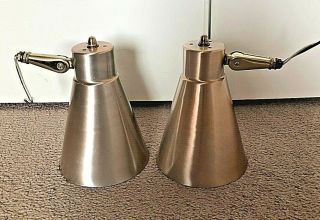 Vintage Mid Century Modern Rose Gold Aluminum Double Cone Wall Sconce