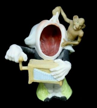 Schafer Vater Bisque Figurine German Match Holder Organ Grinder With Monkey