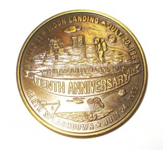 Vintage Apollo 11 Medallion Coin Moon Landing Nasa 10th Anniversary Nr