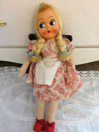 Vintage Polish Cloth Doll With Wooden Display Chair. 3