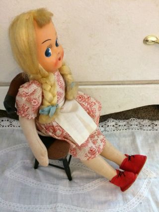 Vintage Polish Cloth Doll With Wooden Display Chair. 4