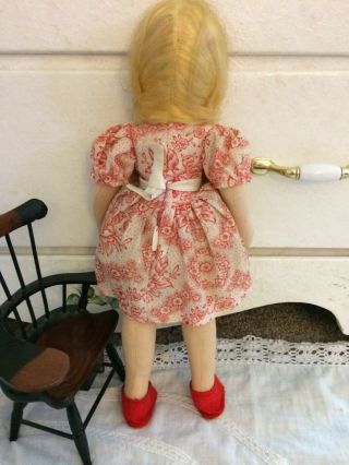 Vintage Polish Cloth Doll With Wooden Display Chair. 5