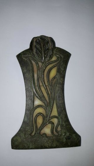 Antique Arts & Craft Desk Paper Clip Bronze Verde Art Nouveau Stained Glass