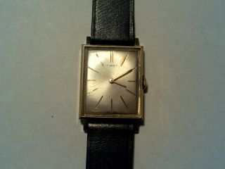 Vintage Timex Square Case Men,  S Winding Watch With Leather Strap 1965