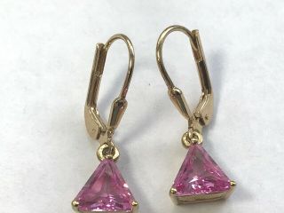 Vintage Antique Hook Earrings 925 Sterling Silver With Pink Dangle Crystals
