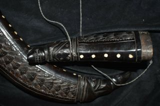 Orig $399 Sasak Horn Shamans Horn Box,  Inset Shell 1900s 20 " Prov