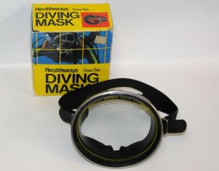 Healthwise Ocean Side Dive Mask & Box Vintage 1985 Scuba Diving Tempered Glass