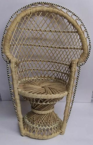 Vintage High Back Wicker Doll Chair 15 1/2 " Tall