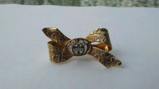Vtg Ribbon Bow Brooch Pin Jewelry Losna Mason Masonic Freemason Shriner Zenobia
