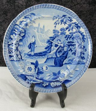 Staffordshire Medium Blue Transferware Lady Of The Lake 8 3/4 " Pearlware Plate 4
