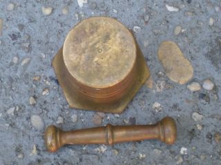 Vintage Miniature Apothecary Brass Mortar & Pestle 5