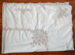 Vintage Embroidered Large Rectangular Tablecloth