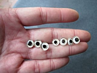 7 Pairs Antique White & Black Glass Eyes On Wire For Dolls Bears Crafts 2