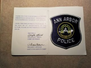 Mi Ann Arbor Michigan Police Patch W/presentation Card
