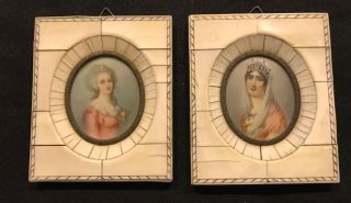 Signed Antique Miniature Portraits Of Josephine & De Lamballe