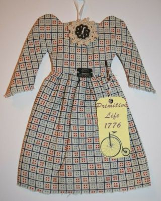 9 " Vintage Fabric Mini Prairie Dress Grungy Primitive Folk Art Doll Wall Decor