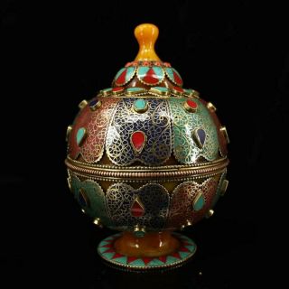 Nepalese Hand - Embellished Gemstone Artificial Silk Beeswax Eight - Treasure Vase