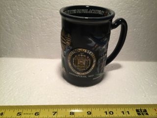 United States Naval Academy Ceramic 5 " Tall 3d Blue Mug Chapel Bancroft
