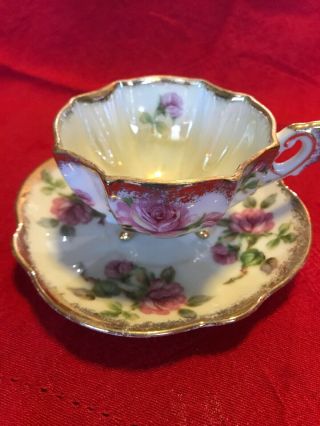 Hand Painted Napco Tea Cup And Saucer Lovely Purple Violets 1dd2 40