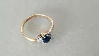 Rare Antique 18ct Gold & Platinum Diamond Sapphire Ring / 3.  1 grams 2