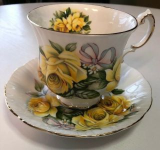 Yellow Rose Tea Cup And Saucer Royal Crest English Bone China