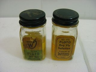 2 Vintage Bottles Of Weber Of Stevens Point Floto Dry Fly Solution No.  S74