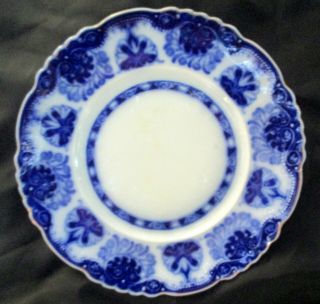 Antique WH Grindley Baltic Flow Blue Dessert or Pie Plate,  6 7/8”,  Con 4
