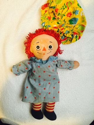 Vintage Raggedy Ann Doll Pull - string Talker Doll With A Heart Yellow 2