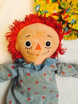 Vintage Raggedy Ann Doll Pull - string Talker Doll With A Heart Yellow 3