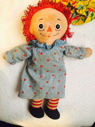 Vintage Raggedy Ann Doll Pull - string Talker Doll With A Heart Yellow 4