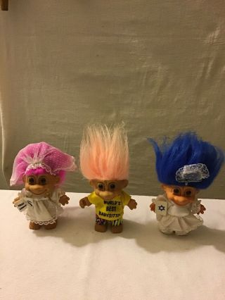 3 Vintage Russ Troll Dolls 5 Inches Tall,