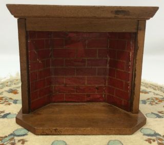 Vintage Wood Dollhouse Miniature Furniture Fireplace